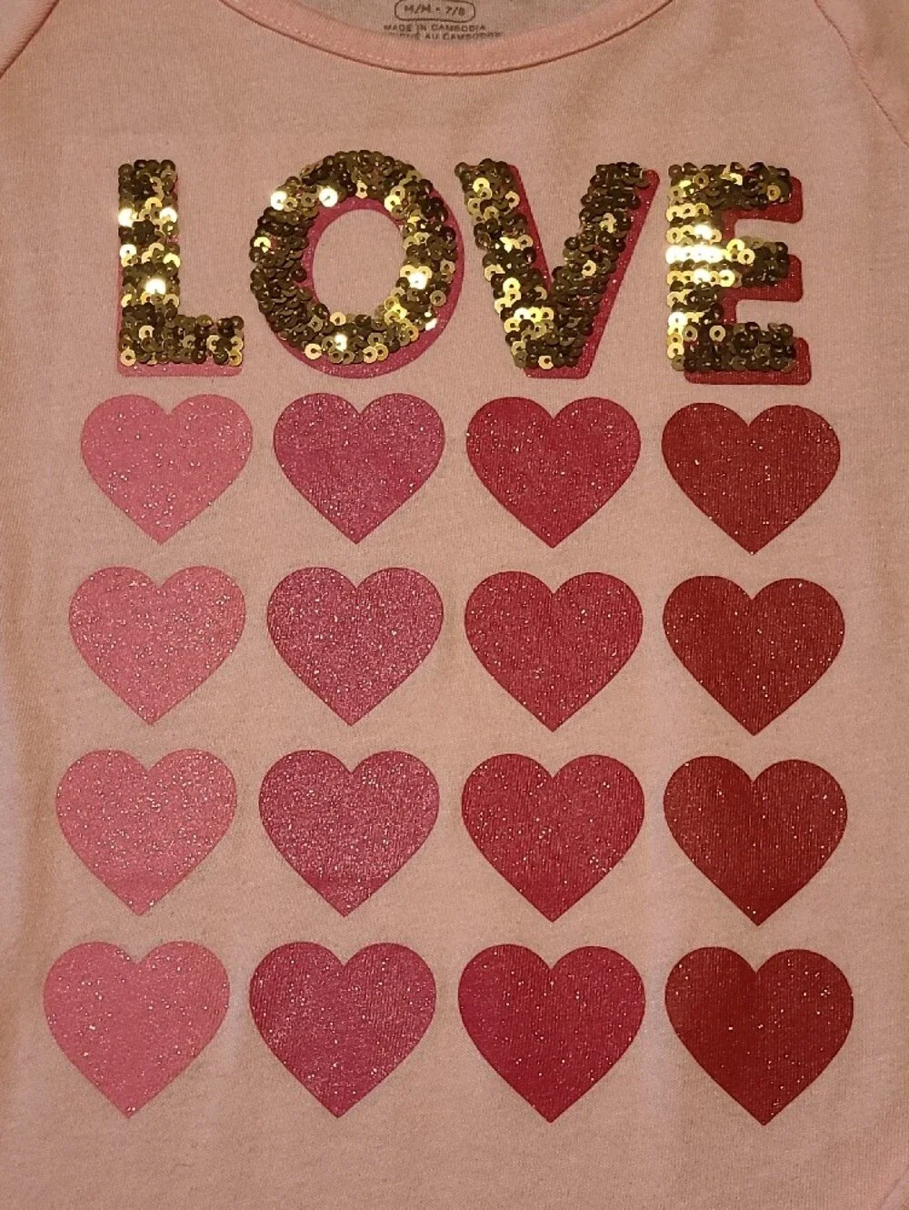 The Children's Place Pink 'Love' Sequin Heart Long-Sleeve Top - Medium